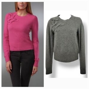 Y2K Juicy Couture Wool and Cashmere Bow Sweater in Heathered Gray Size Small